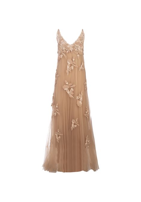 Beige Tulle Long Dress With Floral Lace ERMANNO SCERVINO | D452Q739CSTTJ51316