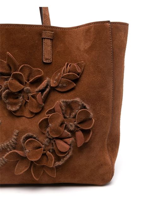 Brown Suede Shopping Bag With Appliqu? Flowers ERMANNO SCERVINO | D453S304REEW91241