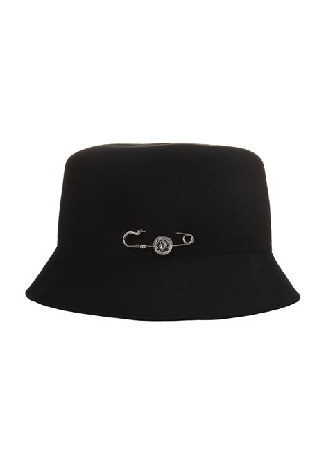 ERMANNO SCERVINO Cappello Bucket In Lana Nera Con Spilla - ERMANNO SCERVINO