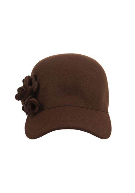 Brown Baseball Hat With Flower Appliqu? ERMANNO SCERVINO | D453V315RBLF91241