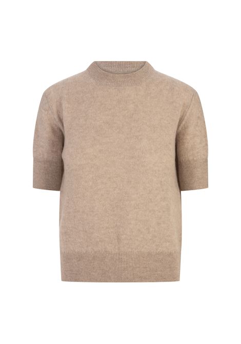 Short-Sleeved Sweater In Sand Cashmere ERMANNO SCERVINO | D455L309PYUM1507