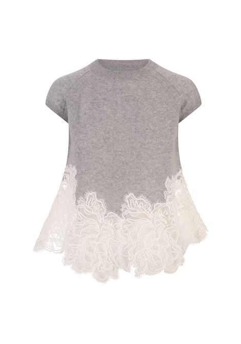 Grey Cashmere Top With Lace Insert ERMANNO SCERVINO | D455L319APPYUB4534