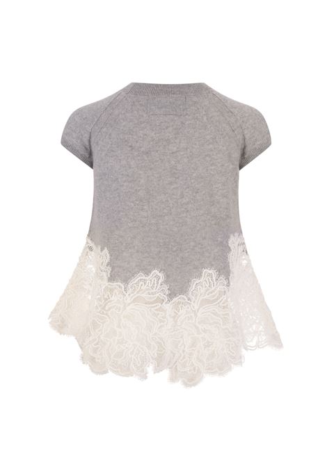 Top In Cashmere Grigio Con Inserto In Pizzo ERMANNO SCERVINO | D455L319APPYUB4534