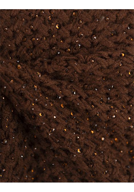 Brown Crop Short Sleeve Sweater With Crystals ERMANNO SCERVINO | D455L321CTJZW91241