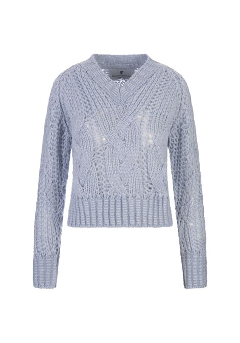 Light Blue V-Neck Sweater ERMANNO SCERVINO | D455M307PUN64021