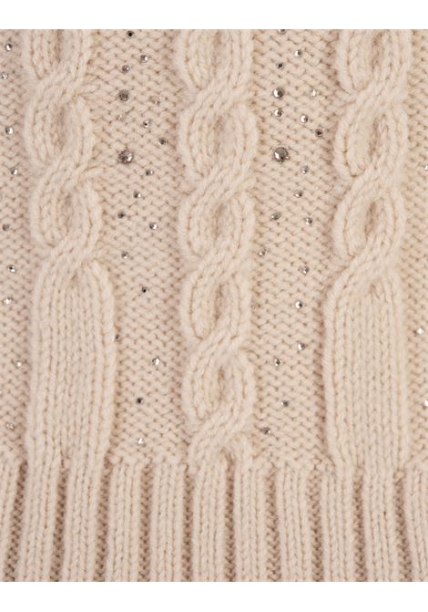 Rose Beige High-Neck Sweater With Crystals ERMANNO SCERVINO | D455M321CTURY20704