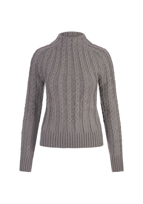 Grey High-Neck Sweater With Crystals ERMANNO SCERVINO | D455M321CTURYM4501
