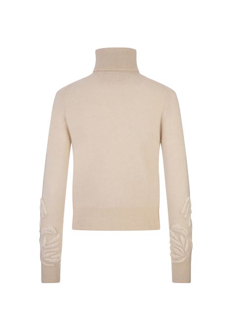 Beige Cashmere Turtleneck With Embroidery ERMANNO SCERVINO | D455M330RPYUM2778