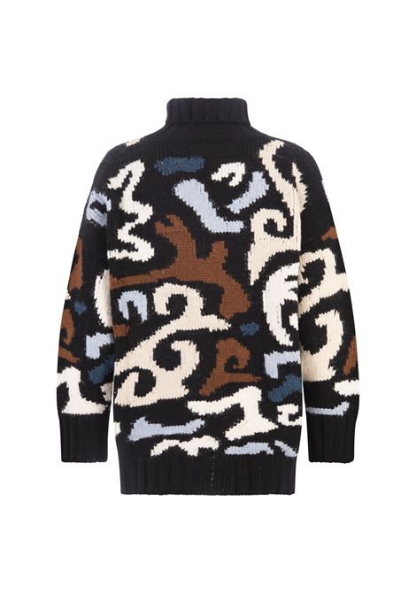 Black Sweater With Multicoloured Inlay Pattern ERMANNO SCERVINO | D455M337IQTD4507