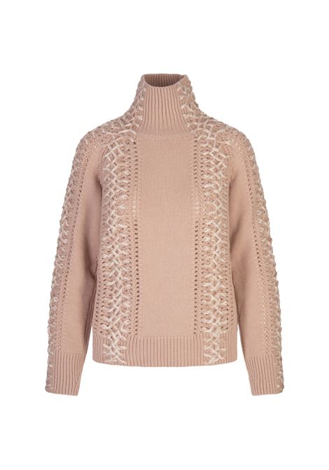 Pink Turtleneck Sweater With Contrasting Scervino Stitch ERMANNO SCERVINO | D455M725REFXR4504