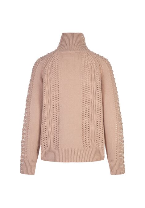 Pink Turtleneck Sweater With Contrasting Scervino Stitch ERMANNO SCERVINO | D455M725REFXR4504