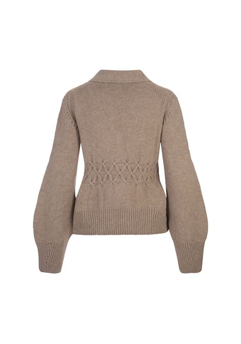 Brown Cashmere Cardigan With Smock Stitch ERMANNO SCERVINO | D455N305RTFQM1507