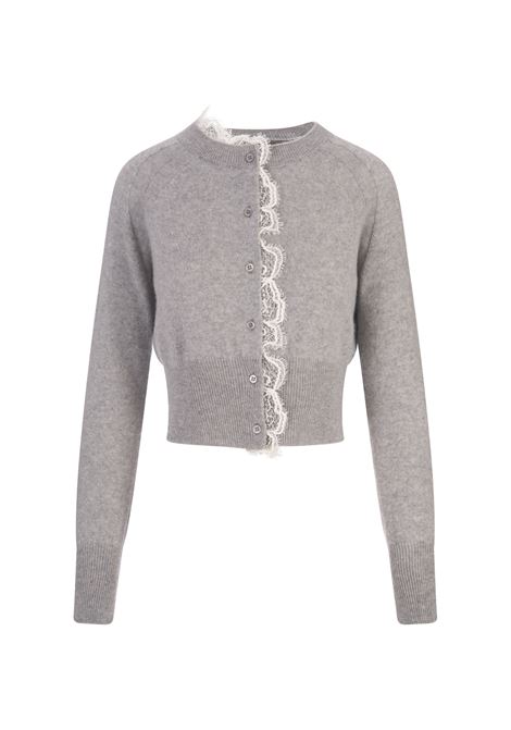 Grey Cashmere Cardigan With White Lace ERMANNO SCERVINO | D455N313APPYUB4534