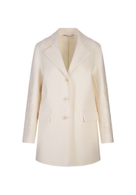 Cappotto In Panno Di Lana Bianco con Ricami ERMANNO SCERVINO | D456D303RHNG14800