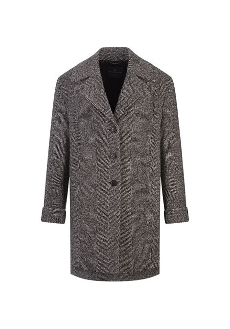 Cappotto Midi In Lana Con Motivo a Spina Di Pesce ERMANNO SCERVINO | D456D344BWVT4501