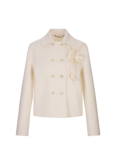 White Double-Breasted Jacket With Floral Embroidery ERMANNO SCERVINO | D456I301RHNG14800