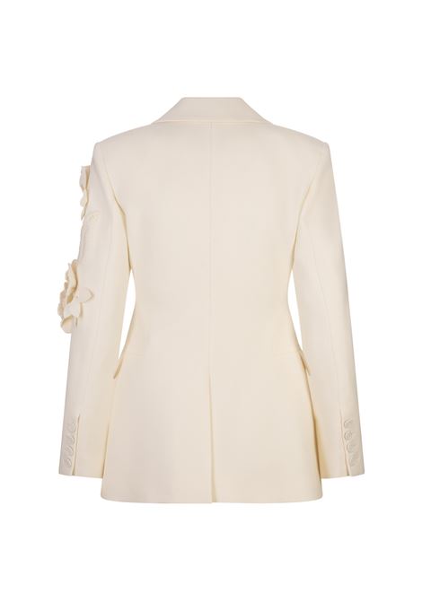 White Virgin Wool Blazer With Flower Appliqu?s ERMANNO SCERVINO | D456I304RHJA14800