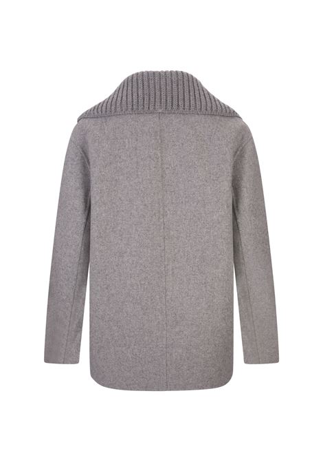 Cappotto In Panno Grigio Con Collo In Maglia ERMANNO SCERVINO | D456I335CMLVWM4501