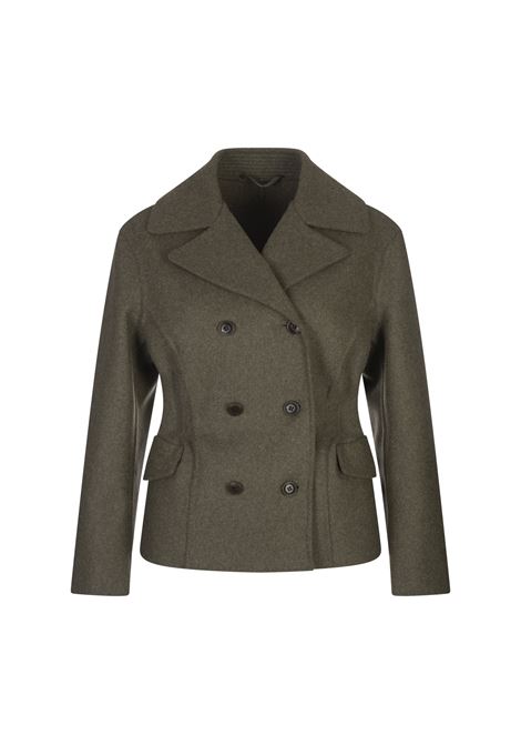 Cappotto Corto Doppiopetto In Double Di Lana Verde ERMANNO SCERVINO | D456I721LVWM4505