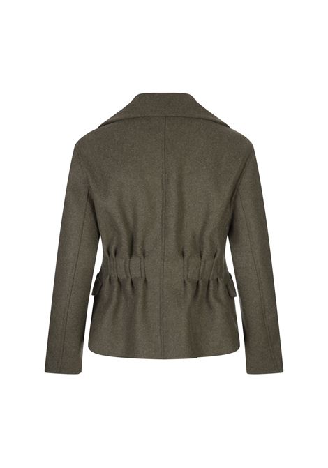 Cappotto Corto Doppiopetto In Double Di Lana Verde ERMANNO SCERVINO | D456I721LVWM4505