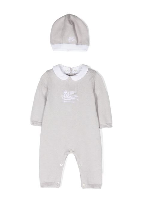 Set 2 Pezzi Con Tutina e Cuffia Grigio Con Logo ETRO KIDS | GUB540-X0006900