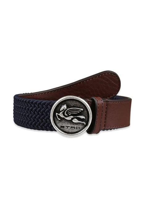 Leather and Fabric Belt with Logo Buckle ETRO KIDS | GV0P71-Z2207620MA