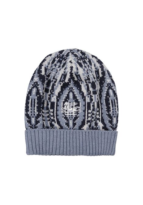 Light Blue Wool Jacquard Beanie With Geometric Patterns ETRO KIDS | GV0P97-W0033603AV