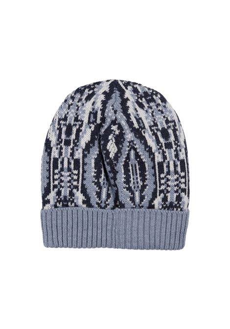 Light Blue Wool Jacquard Beanie With Geometric Patterns ETRO KIDS | GV0P97-W0033603AV