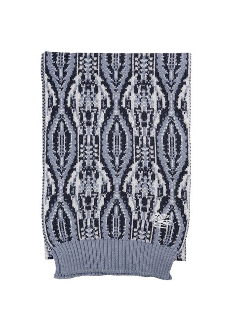 Light Blue Wool Jacquard Scarf With Geometric Patterns ETRO KIDS | GV0Q03-W0033630AV