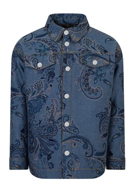 Blue Denim Jacket With All-Over Paisley Motifs ETRO KIDS | GV2P70-D0105621BC