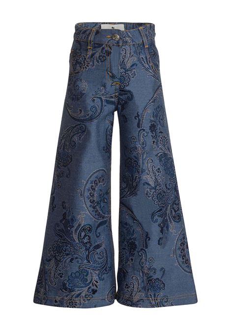 Navy Blue Paisley Flared Jeans ETRO KIDS | GV6B00-D0105621BC