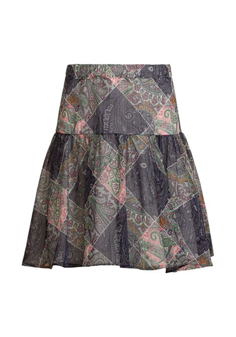 Navy Blue Paisley Crepon Skirt ETRO KIDS | GV7A24-K0204621MC