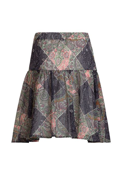 Navy Blue Paisley Crepon Skirt ETRO KIDS | GV7A24-K0204621MC