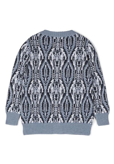 Light Blue Jacquard Wool Cardigan With Geometric Patterns ETRO KIDS | GV9P40-W0033603AV