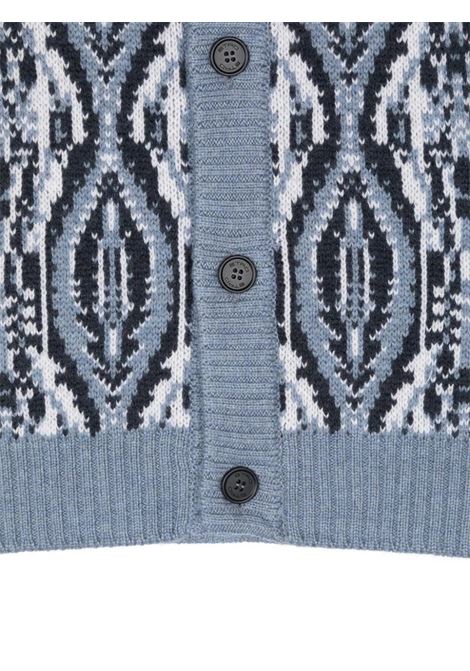 Light Blue Jacquard Wool Cardigan With Geometric Patterns ETRO KIDS | GV9P40-W0033603AV