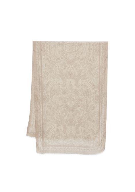 ETRO Sciarpa In Misto Cashmere Beige Stampato - ETRO