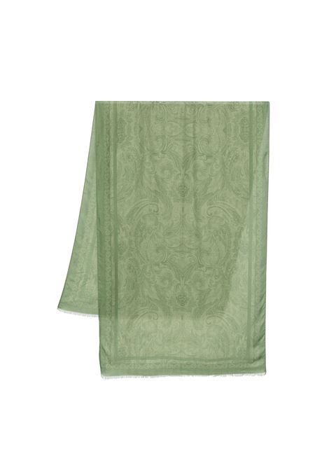 ETRO Sciarpa In Misto Cashmere Verde Stampato - ETRO