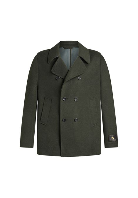 Dark Green Wool and Cashmere Peacoat ETRO | MRBA0048-99TU2G7V0687