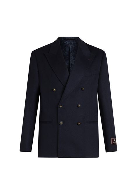 Navy Blue Cashmere Double Breasted Blazer ETRO | MRCA0026-99TU2H8B0387