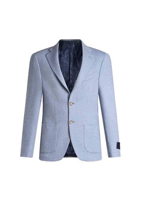 ETRO Blazer Azzurro In Lana e Cashmere - ETRO