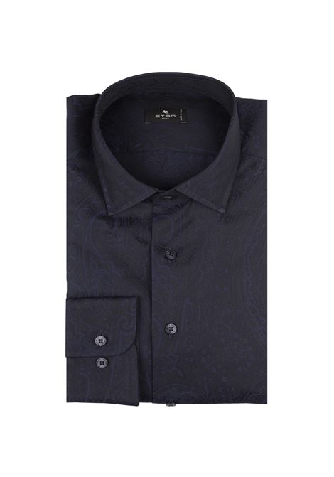 ETRO Camicia Jacquard Paisley Blu Navy - ETRO