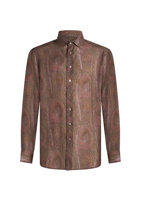 ETRO Camicia Con Stampa Paisley Marrone - ETRO