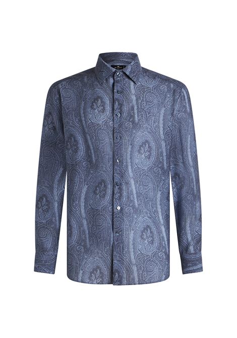 ETRO Camicia Con Stampa Paisley Blu - ETRO