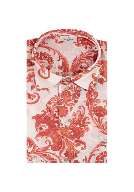 ETRO Camicia Bianca Con Grafica Paisley Rossa - ETRO