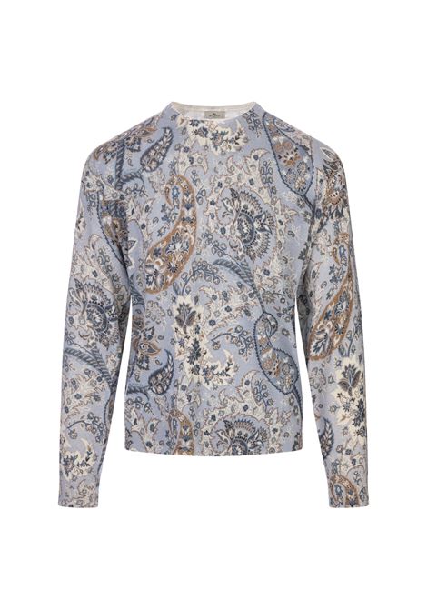 Light Blue Sweater With Floral Paisley Print ETRO | MRKF0003-AK350S9880