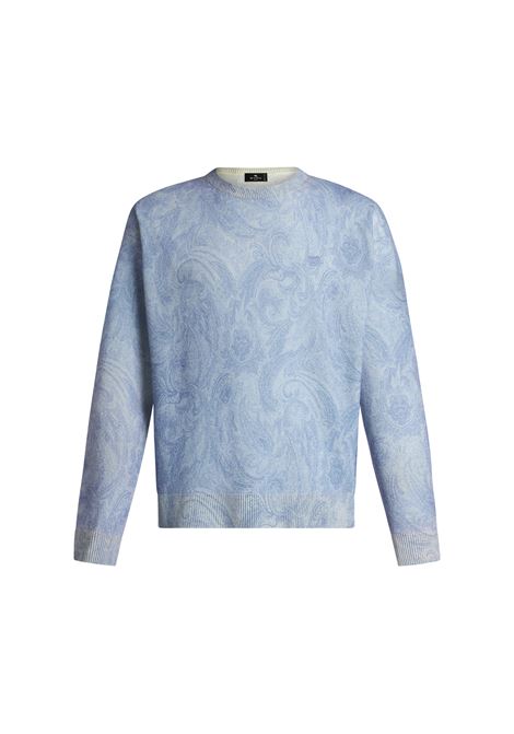 Light Blue Pullover With Inlaid Paisley Motif ETRO | MRKF0075-AK349B1932