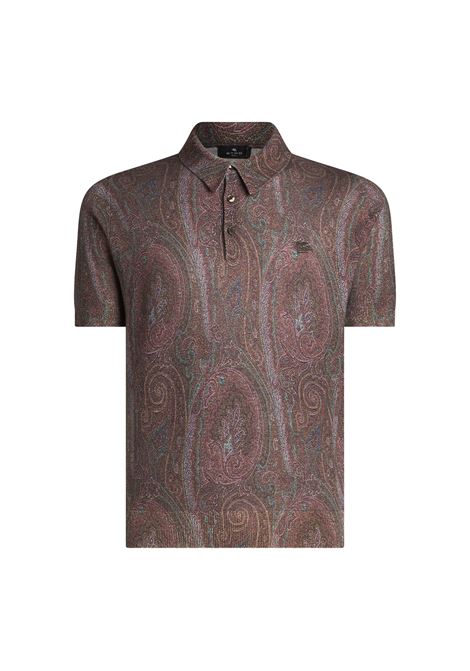 ETRO Polo Bordeaux In Misto Seta e Cashmere Con Stampa Paisley - ETRO