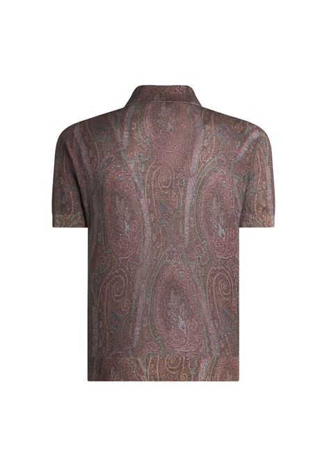 Burgundy Silk and Cashmere Blend Polo Shirt with Paisley Print ETRO | MRKN0001-AK464X0865