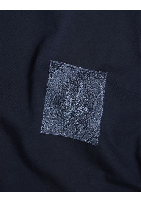 Navy Blue T-Shirt With Paisley Patch ETRO | MRMA0002-AK473X0883