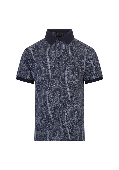 Navy Blue Polo Shirt With Paisley Print ETRO | MRMD0004-AK472X0883